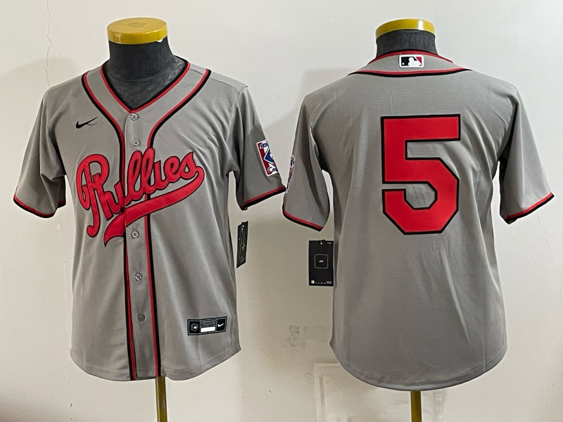 Youth 2026 Philadelphia Phillies #5 grey Game Nike MLB Jersey 083000->youth mlb jersey->Youth Jersey